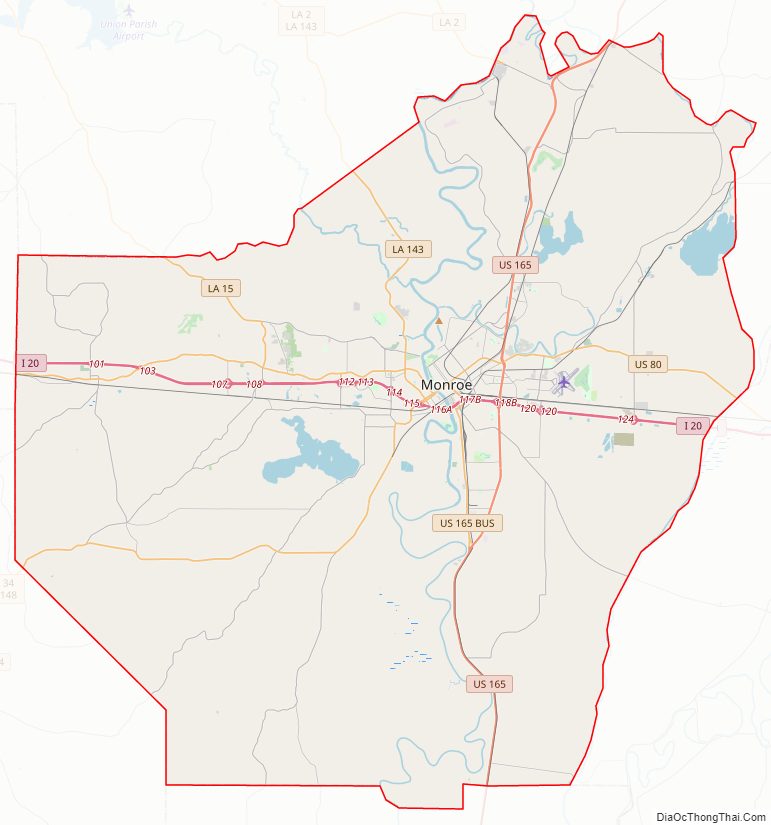 Street map of Ouachita Parish, Louisiana