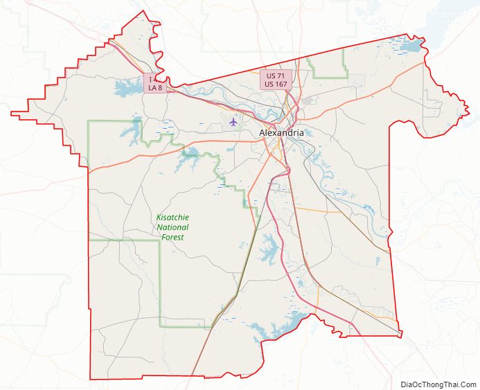 Street map of Rapides Parish, Louisiana