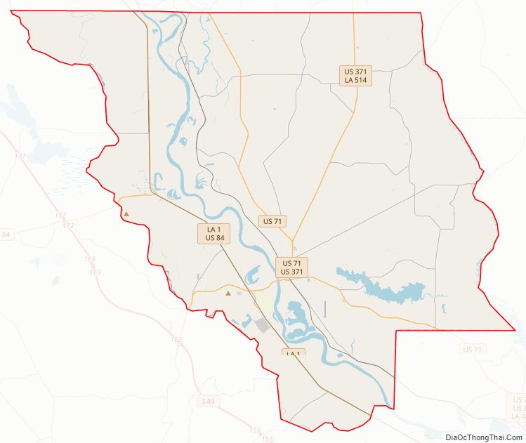 Street map of Red River Parish, Louisiana