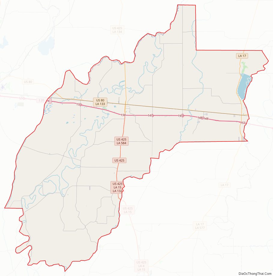 Street map of Richland Parish, Louisiana