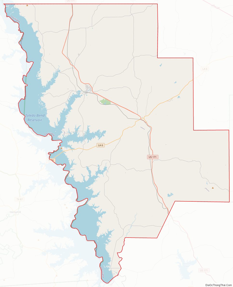 Street map of Sabine Parish, Louisiana