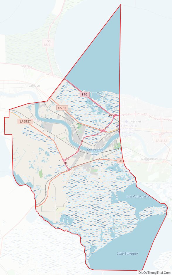 Street map of Saint Charles Parish, Louisiana