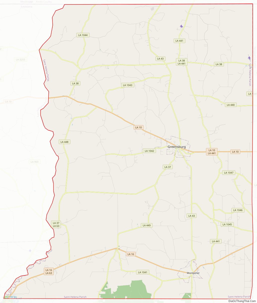 Street map of Saint Helena Parish, Louisiana