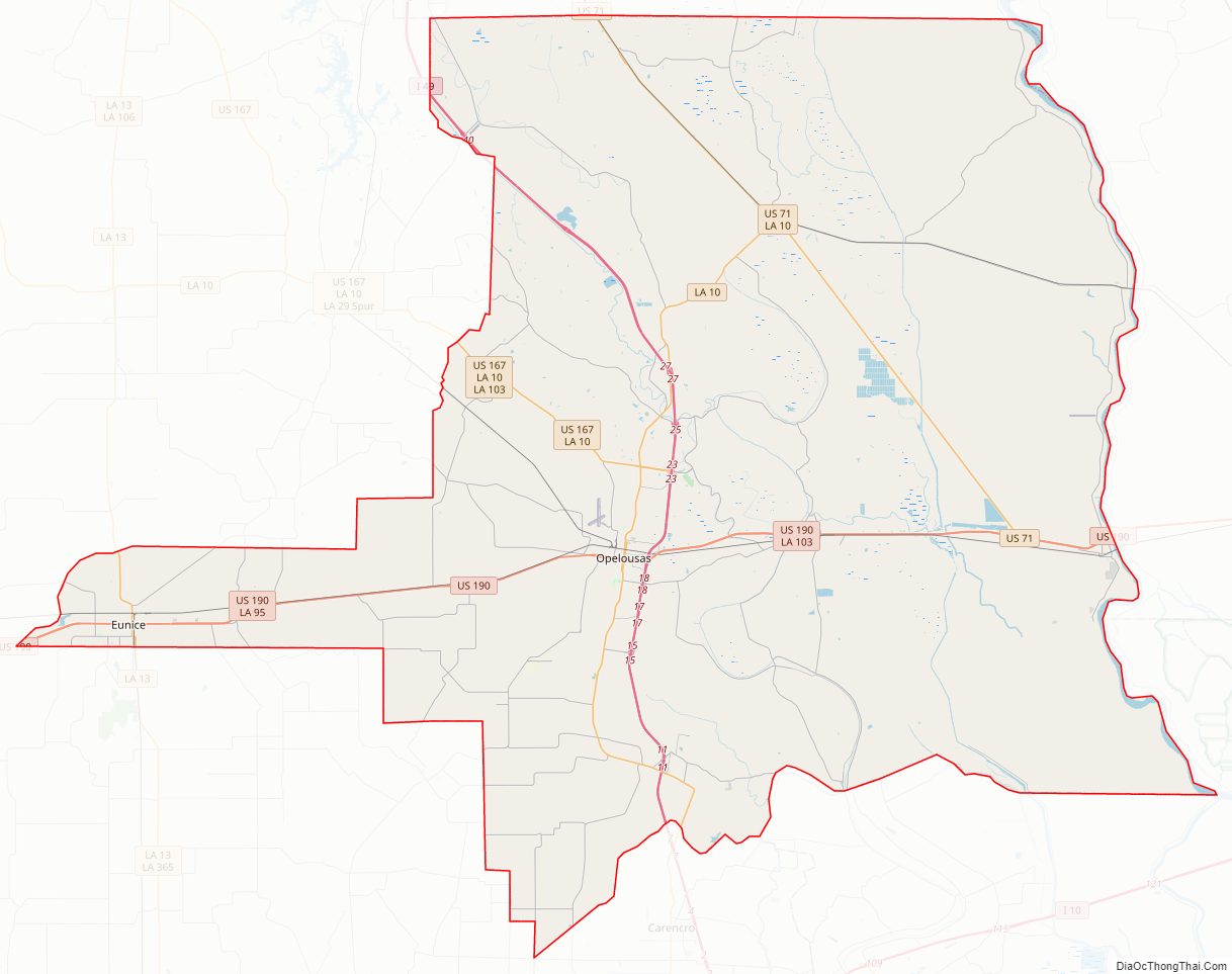 Street map of Saint Landry Parish, Louisiana