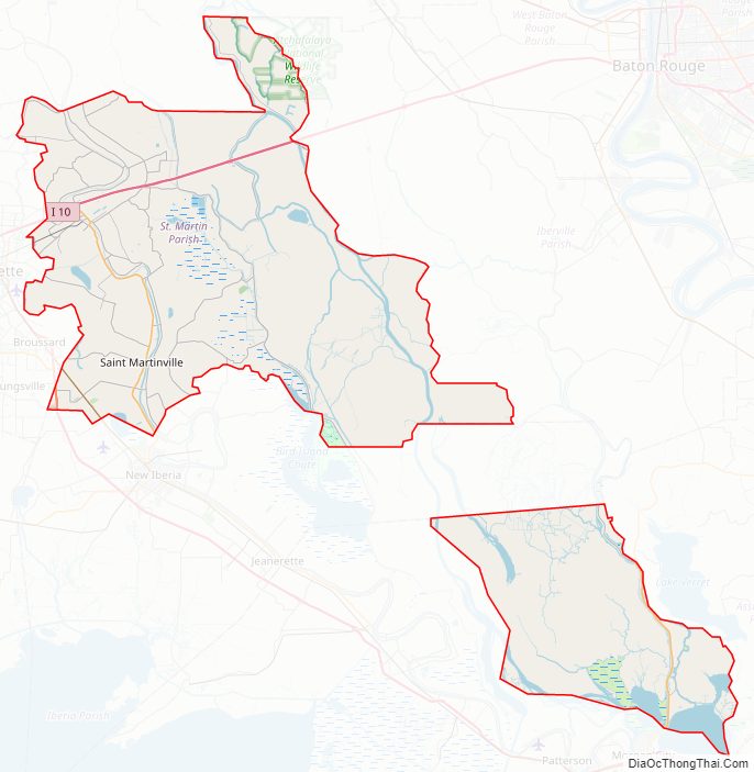 Street map of Saint Martin Parish, Louisiana
