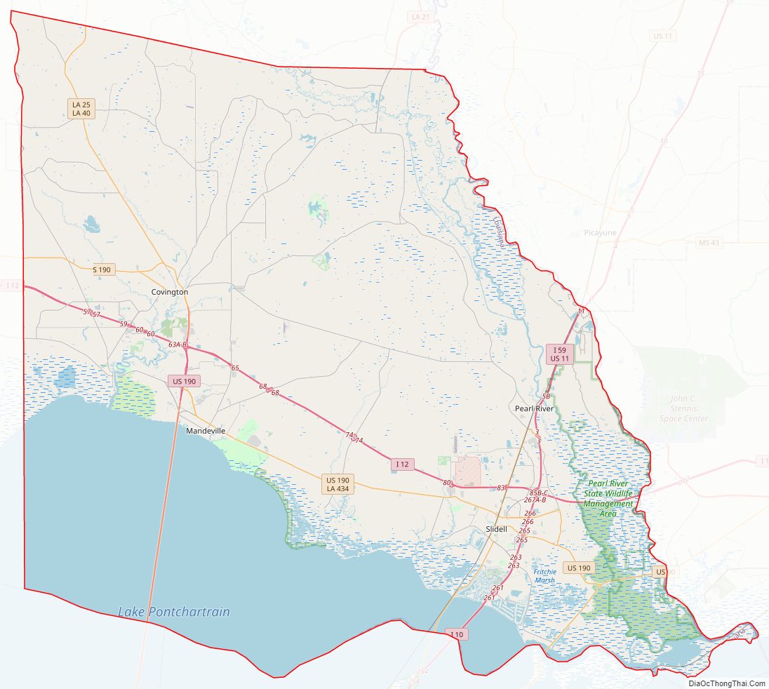 Street map of Saint Tammany Parish, Louisiana
