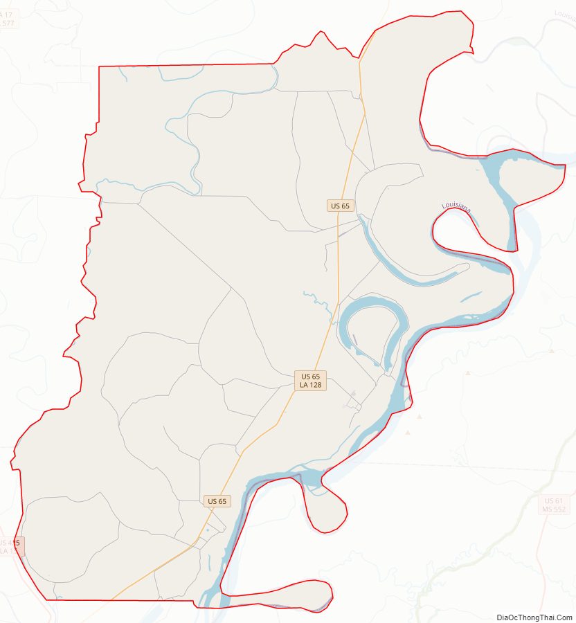 Street map of Tensas Parish, Louisiana