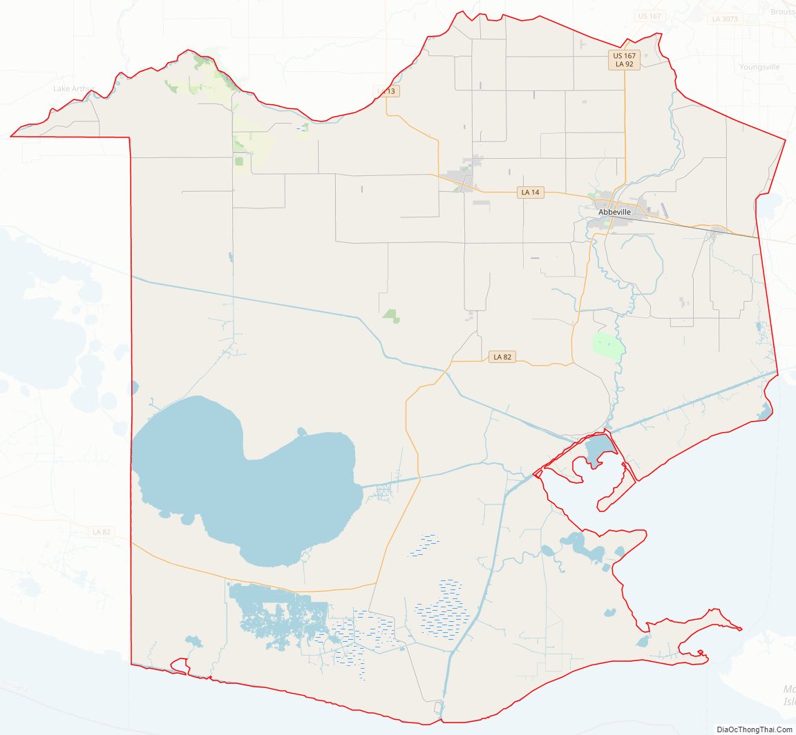 Street map of Vermilion Parish, Louisiana