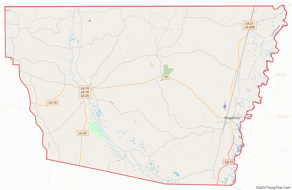 Street map of Washington Parish, Louisiana