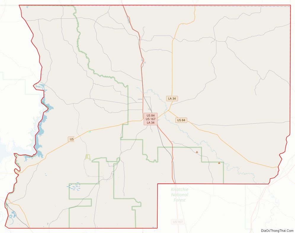 Street map of Winn Parish, Louisiana