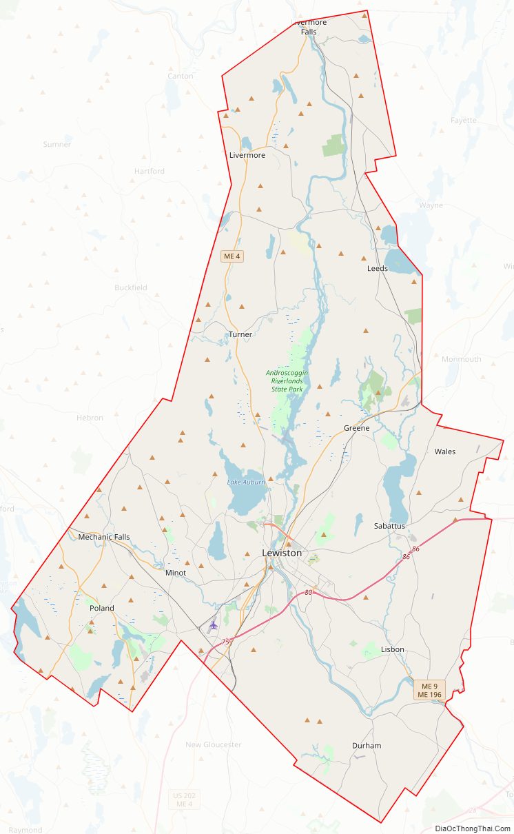 Street map of Androscoggin County, Maine