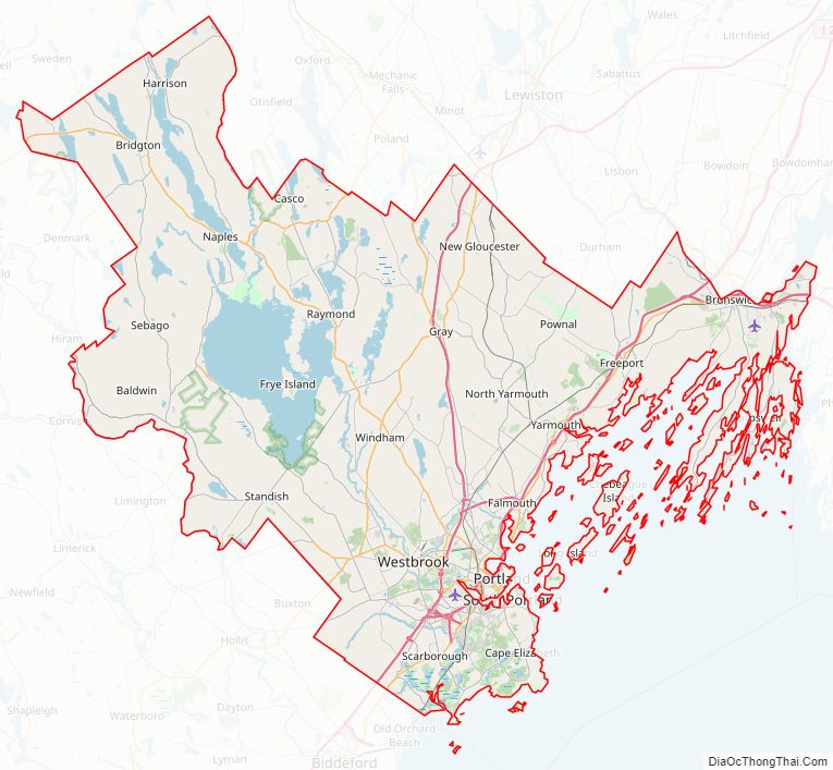 Street map of Cumberland County, Maine