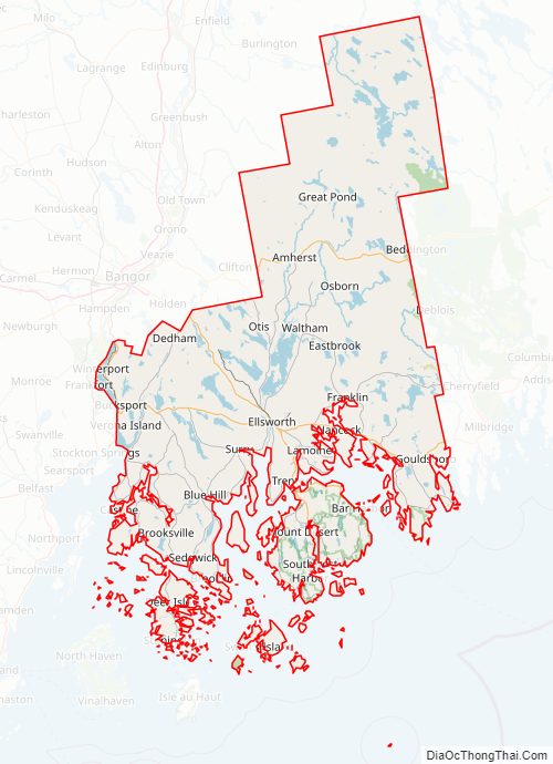 Street map of Hancock County, Maine