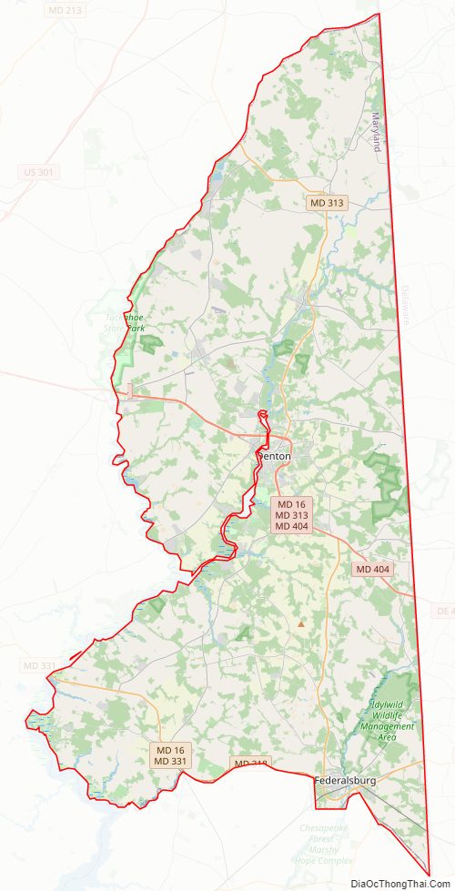 Street map of Caroline County, Maryland