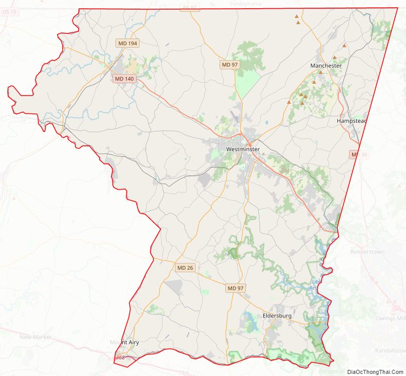 Street map of Carroll County, Maryland