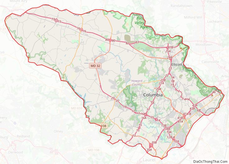 Street map of Howard County, Maryland