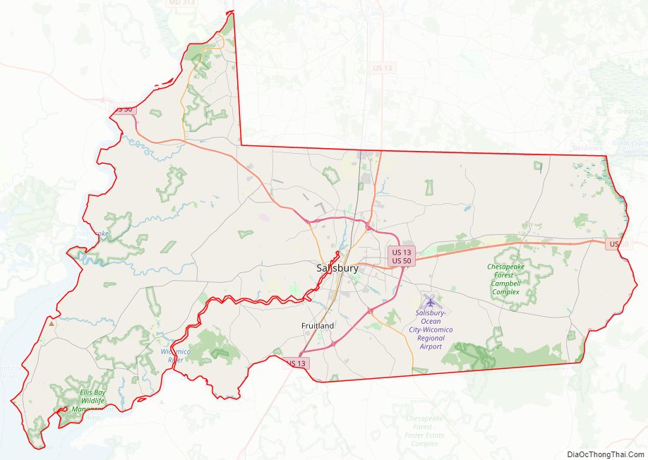 Street map of Wicomico County, Maryland