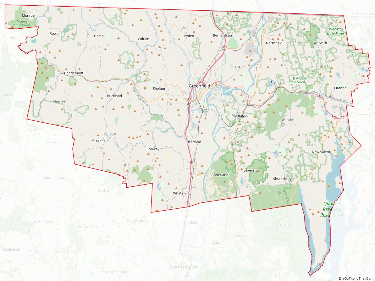 Street map of Franklin County, Massachusetts