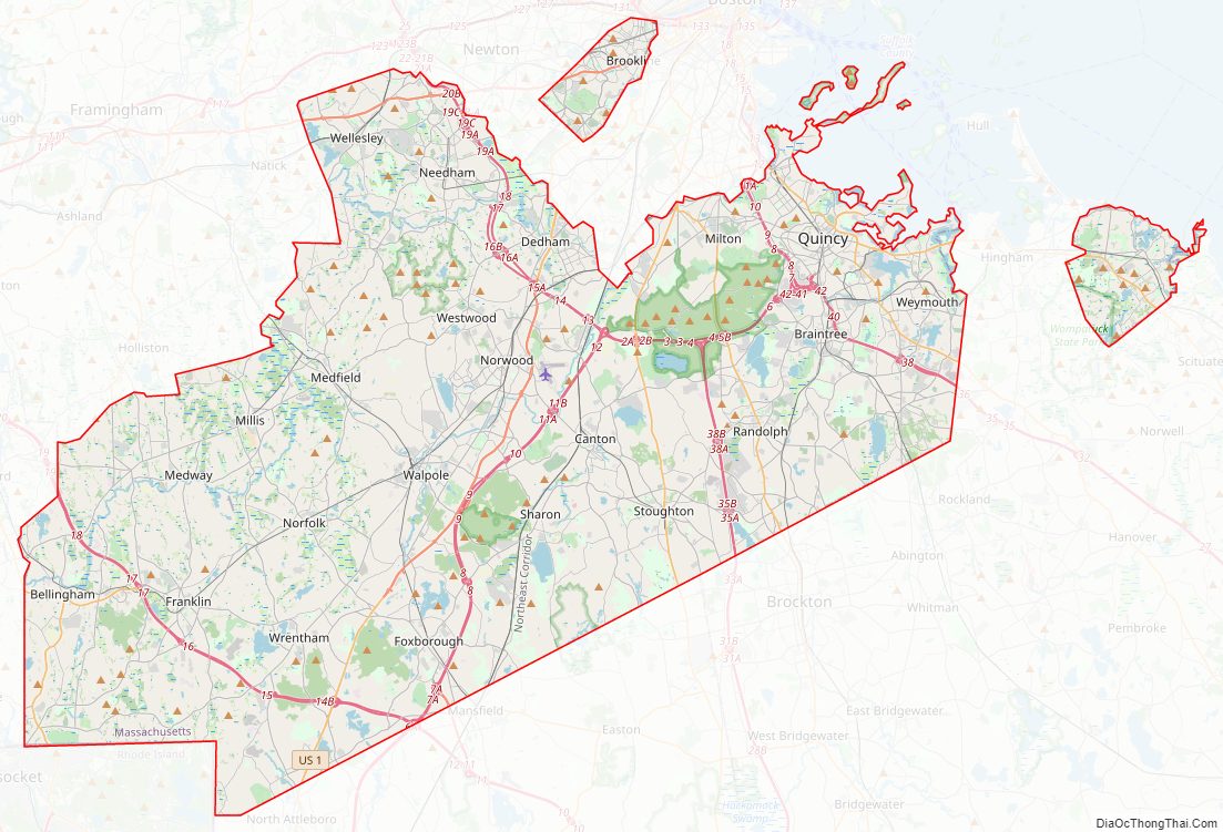 Street map of Norfolk County, Massachusetts