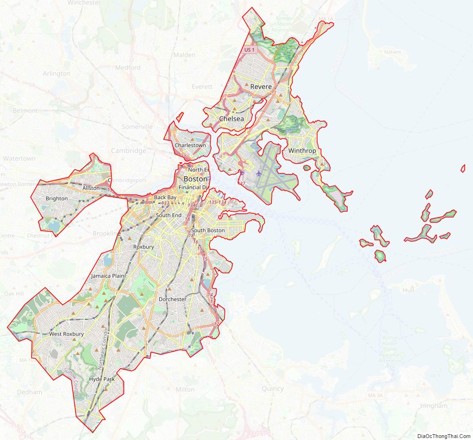 Street map of Suffolk County, Massachusetts