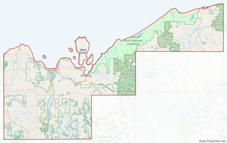 Street map of Alger County, Michigan