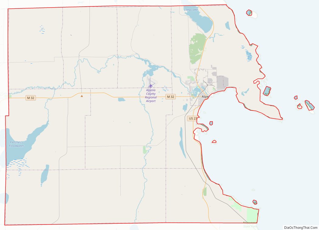 Street map of Alpena County, Michigan