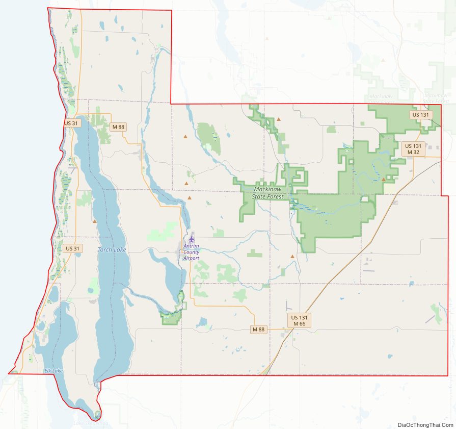Street map of Antrim County, Michigan