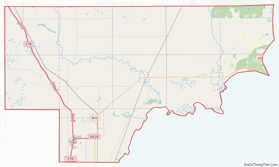 Street map of Arenac County, Michigan