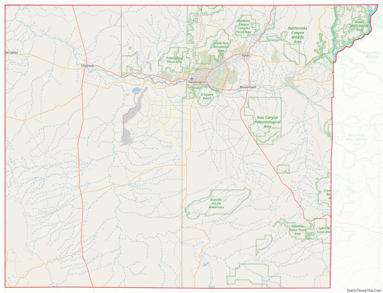 Street map of San Juan County, New Mexico