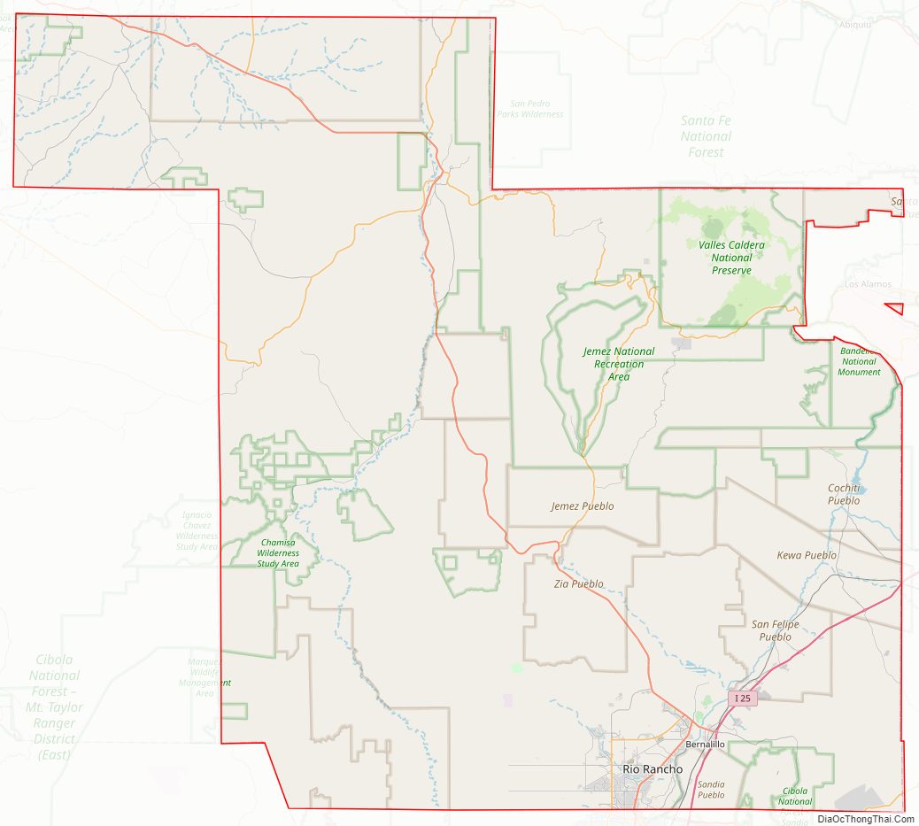 Street map of Sandoval County, New Mexico