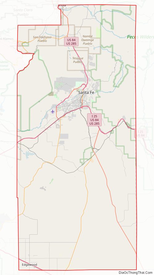 Street map of Santa Fe County, New Mexico