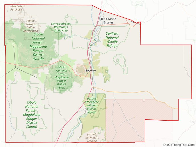 Street map of Socorro County, New Mexico