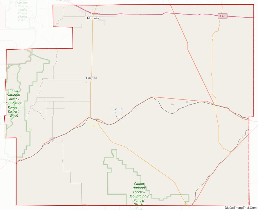 Street map of Torrance County, New Mexico