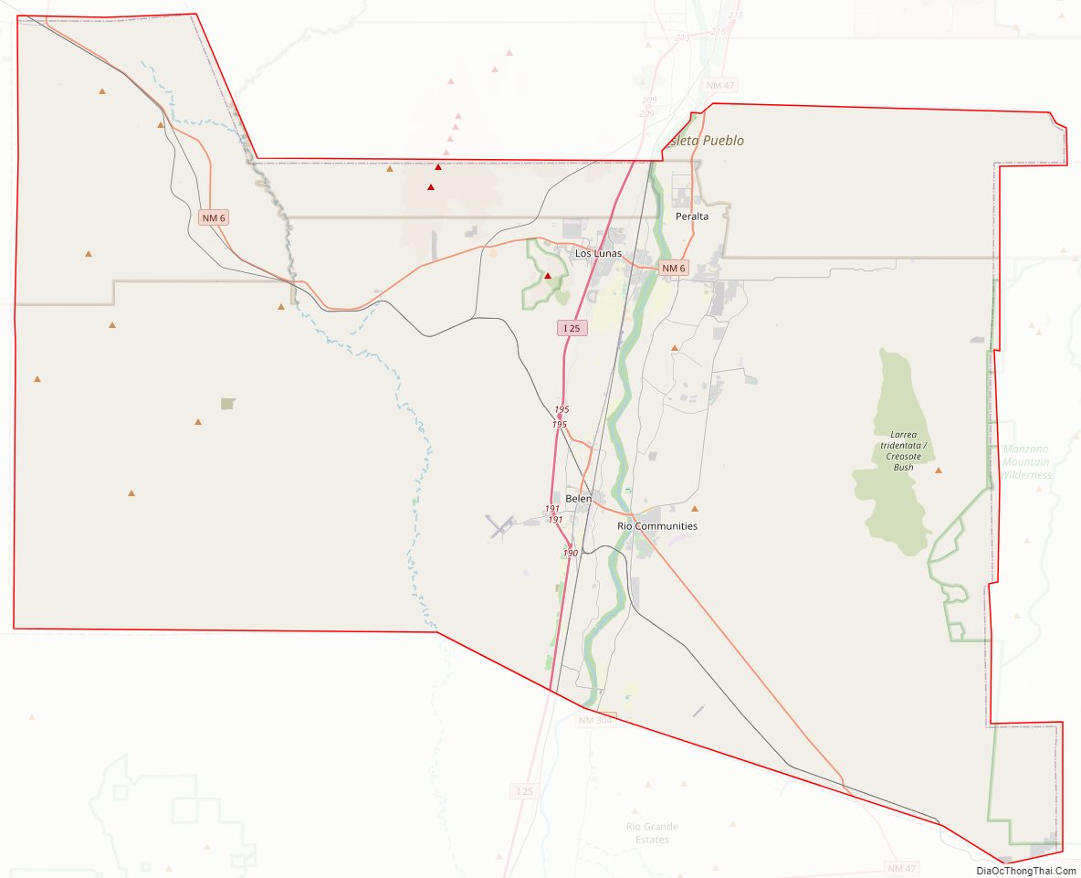 Street map of Valencia County, New Mexico