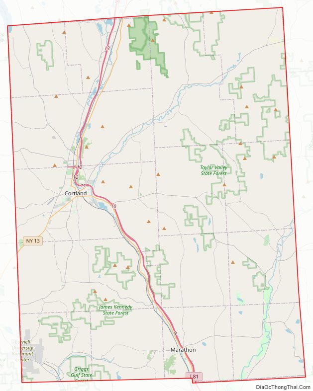 Street map of Cortland County, New York