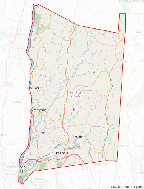 Street map of Dutchess County, New York