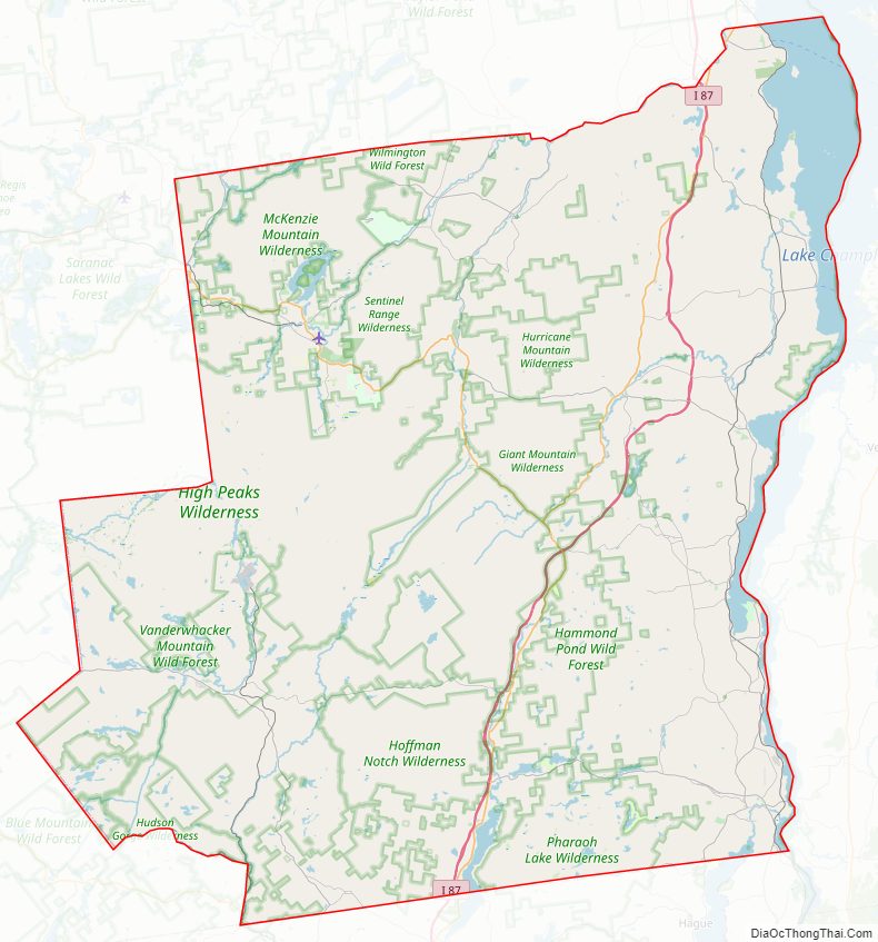 Street map of Essex County, New York