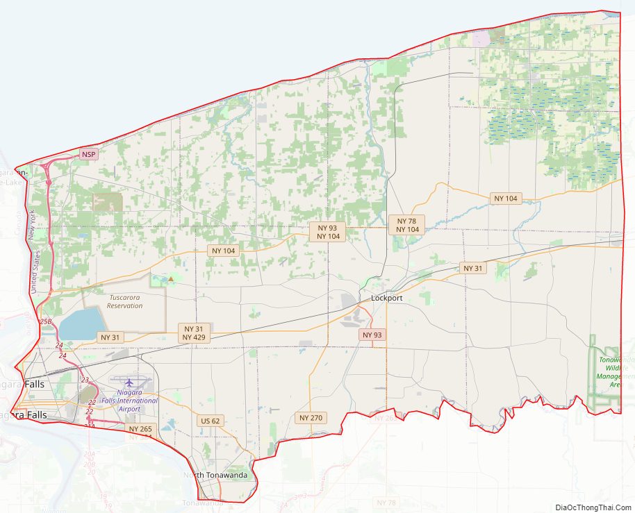 Street map of Niagara County, New York