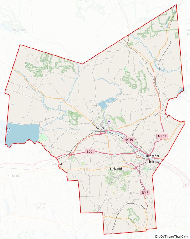 Street map of Oneida County, New York