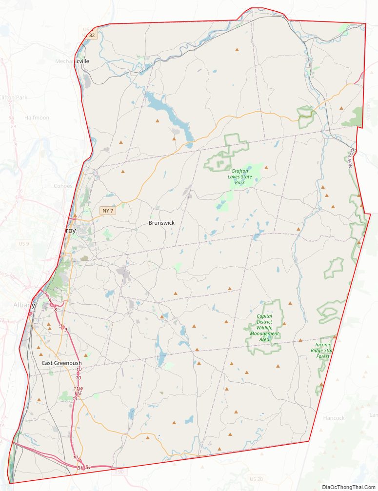 Street map of Rensselaer County, New York