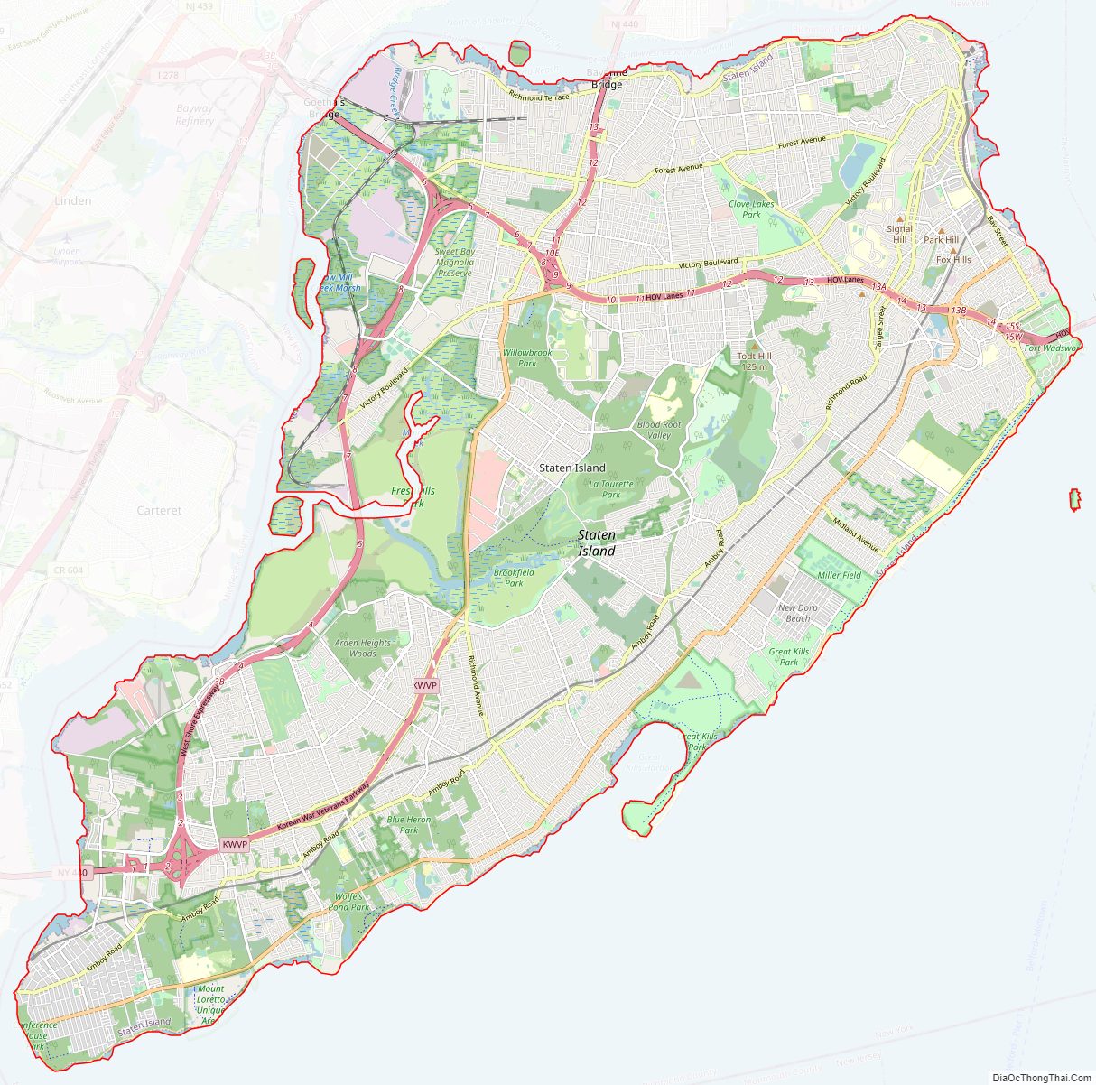 Street map of Richmond County, New York