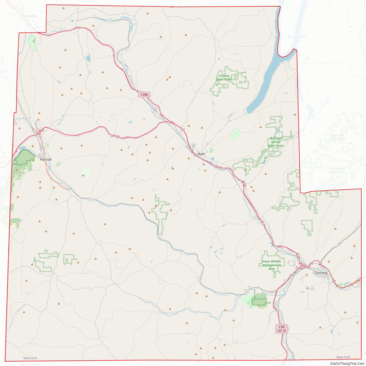 Street map of Steuben County, New York