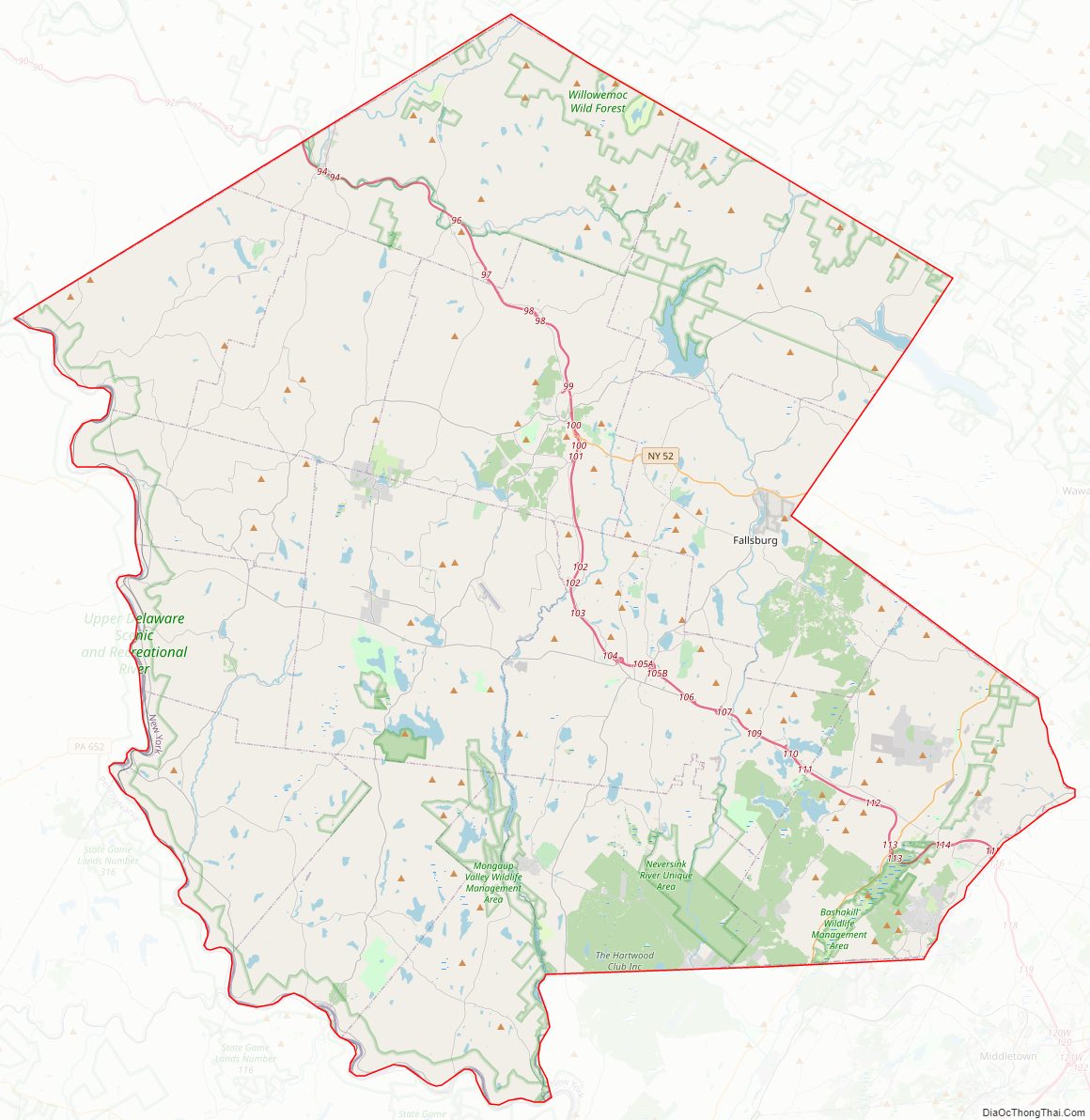 Street map of Sullivan County, New York