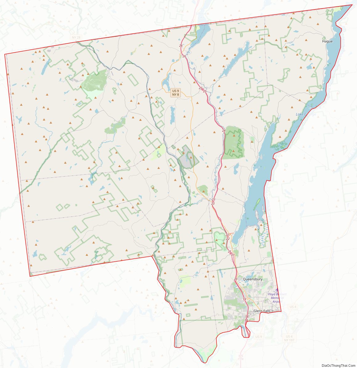 Street map of Warren County, New York