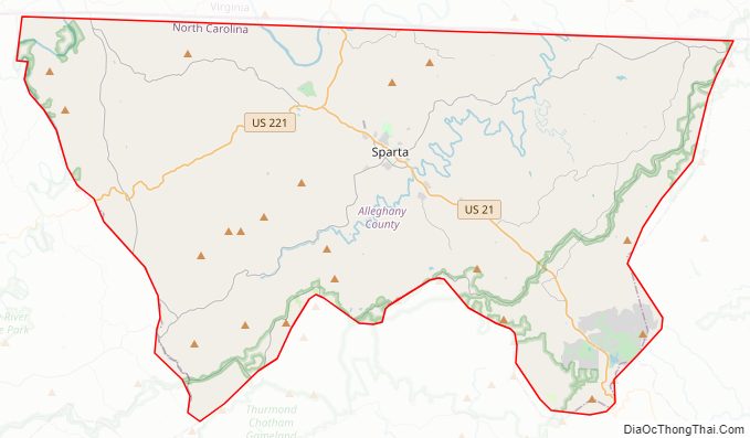 Street map of Alleghany County, North Carolina