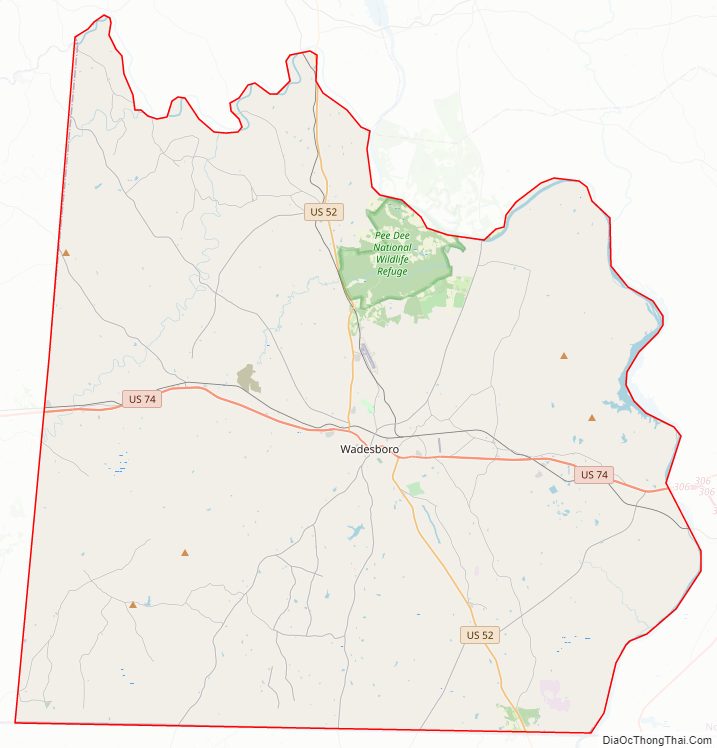Street map of Anson County, North Carolina