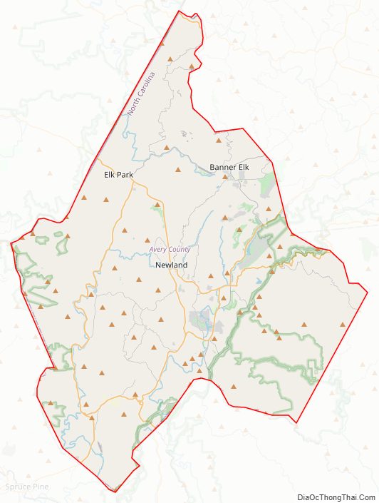 Street map of Avery County, North Carolina
