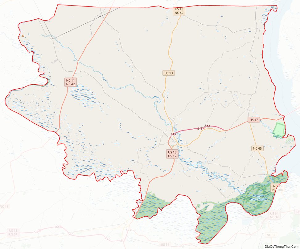 Street map of Bertie County, North Carolina