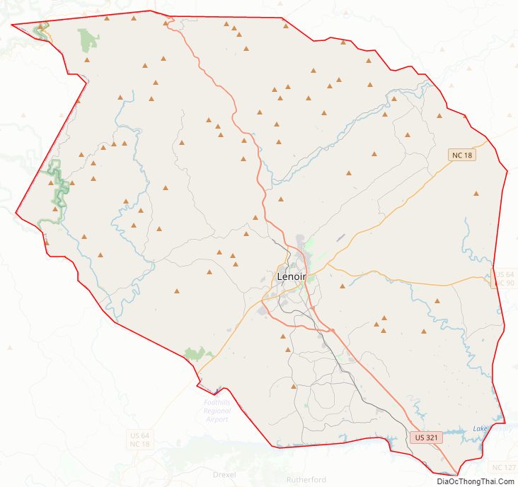 Street map of Caldwell County, North Carolina