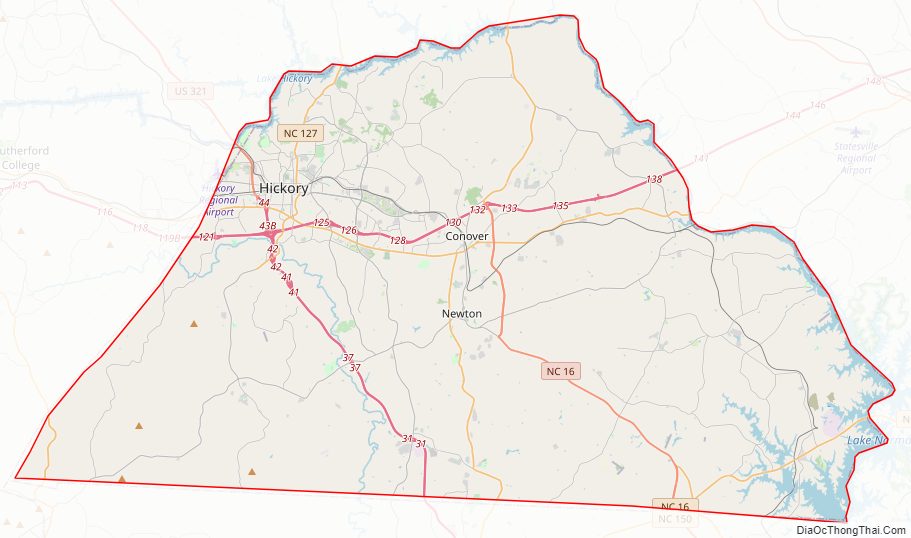 Street map of Catawba County, North Carolina